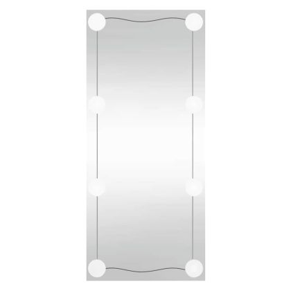 Стенно огледало с LED лампи 50x100 см стъкло правоъгълно