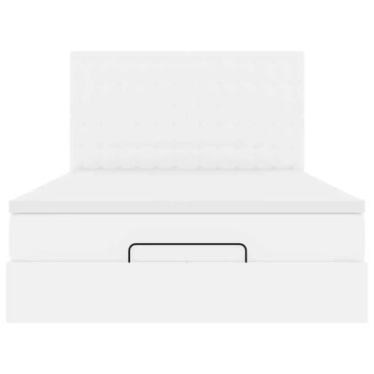 Османско легло с матрак Бяло 140x190cm изкуствена кожа