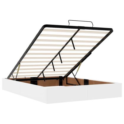 Османско легло с матрак Бяло 140x190cm изкуствена кожа