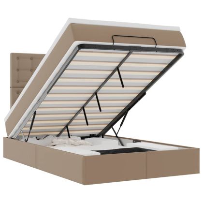 Османска легло с матрак&LED капучино 120x200 см изкуствена кожа