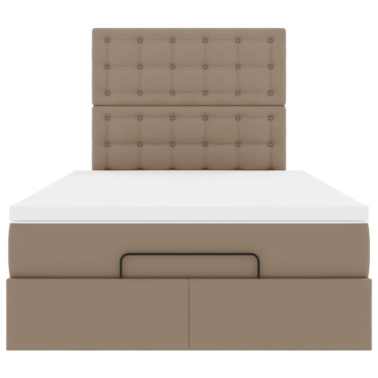Османска легло с матрак&LED капучино 120x200 см изкуствена кожа