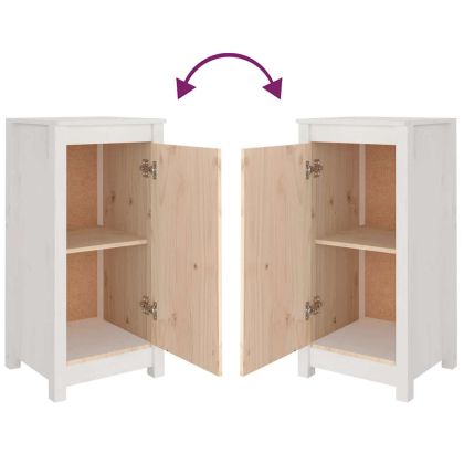 Сайдборд, бял, 39x35x80 см, бор масив