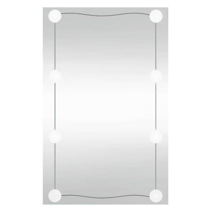 Стенно огледало с LED лампи 40x60 см стъкло правоъгълно