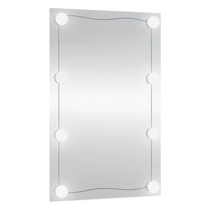 Стенно огледало с LED лампи 40x60 см стъкло правоъгълно