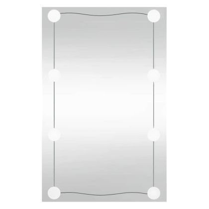 Стенно огледало с LED лампи 50x80 см стъкло правоъгълно
