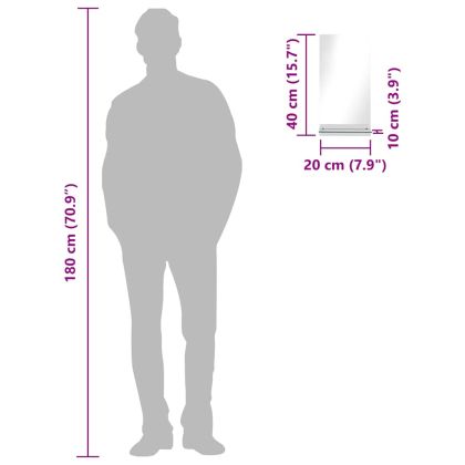 Стенно огледало с рафт, 20x40 см, закалено стъкло