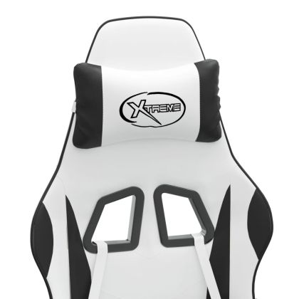 Гейминг стол, бяло и черно, изкуствена кожа