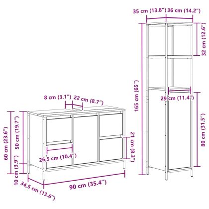 Комплект мебели за баня с чекмедже с рафт 2 pcs Черен дъб