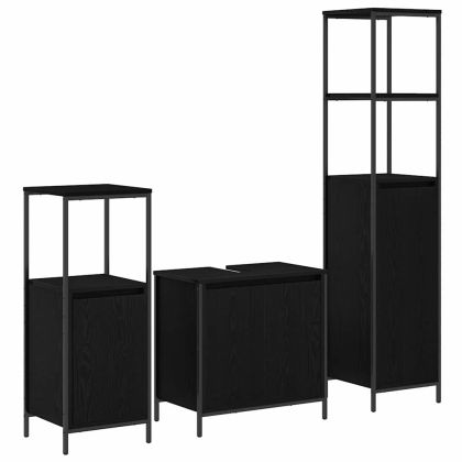 Комплект мебели за баня с рафт 3 pcs Черния дъб Инженерно дърво