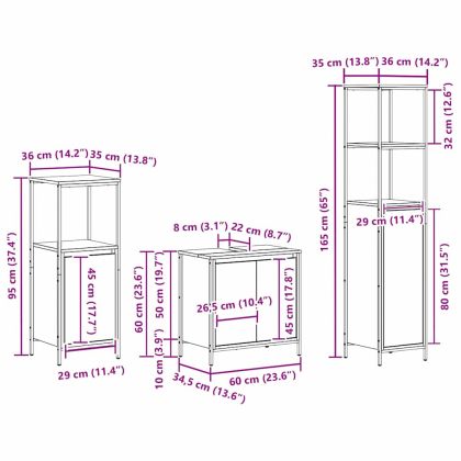 Комплект мебели за баня с рафт 3 pcs Черния дъб Инженерно дърво