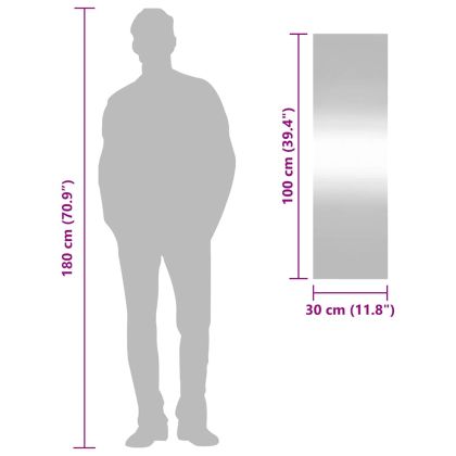 Стенно огледало 30x100 см стъкло правоъгълно