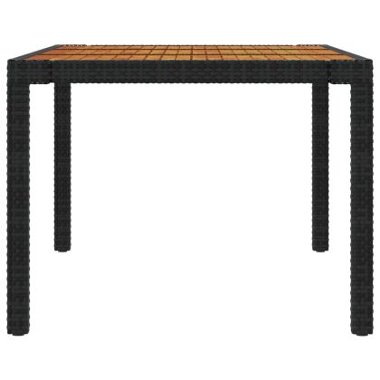 Градински комплект с възглавници, 7 части, полиратан, черен