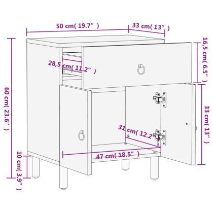 Нощно шкафче 50x33x60 см мангово дърво масив