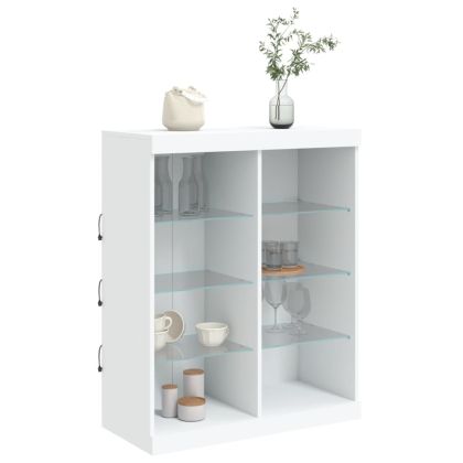 Сайдборд с LED светлини, бял, 81x37x100 см