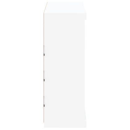 Сайдборд с LED светлини, бял, 81x37x100 см