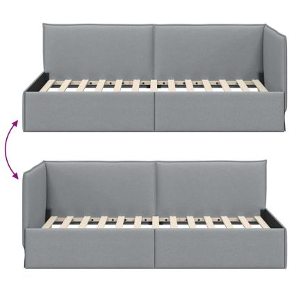 Ъглова рамка за легло с таблото Светлосиво 80 x 200 cm текстил