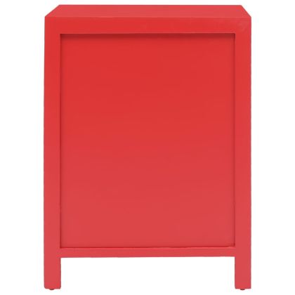 Нощно шкафче, червено, 38x28x52 см, дърво от пауловния