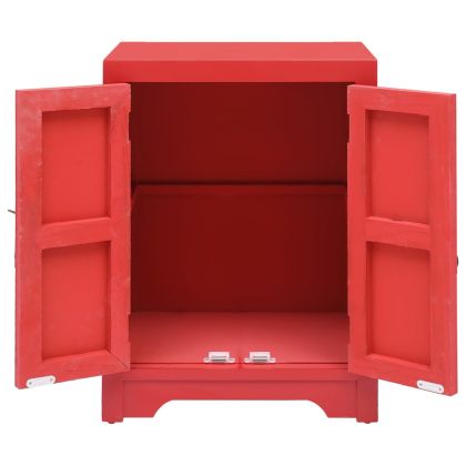 Нощно шкафче, червено, 38x28x52 см, дърво от пауловния
