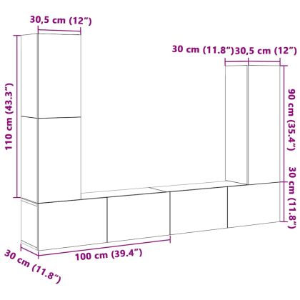 Комплект ТВ шкафове от 4 части, сонома дъб, инженерно дърво