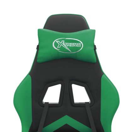 Гейминг стол, черно и зелено, изкуствена кожа