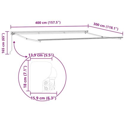 Рамка за сенник Светлосиво 400 × 300 cm Полиестер с PU покритие