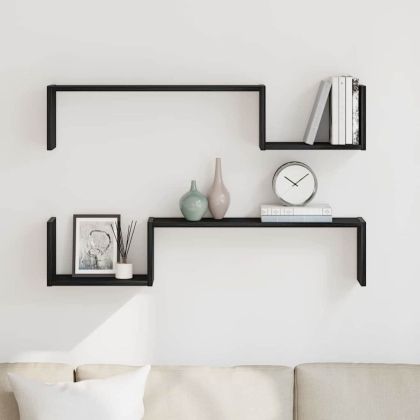 Стенен рафт 2 бр. Черния дъб 100 x 15 x 20 см
