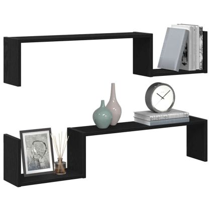 Стенен рафт 2 бр. Черния дъб 100 x 15 x 20 см
