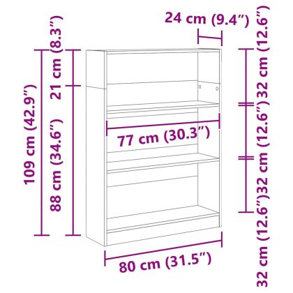 Рафт за книги Черния дъб 80 x 24 x 109 см Инженерно дърво