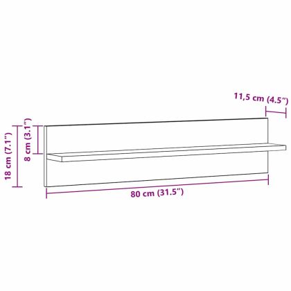 Стенен рафт 2 pcs Черния дъб 80 x 11,5 x 18 см Инженерно дърво