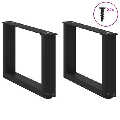 Крака за масичка за кафе, U-образни, 2 бр., черни, 50 x (30-31) см, стомана