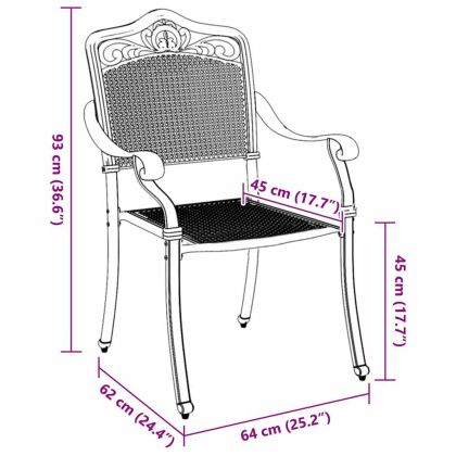 Градински стол 2 pcs Зелен 64 x 62 x 93 см Алуминий