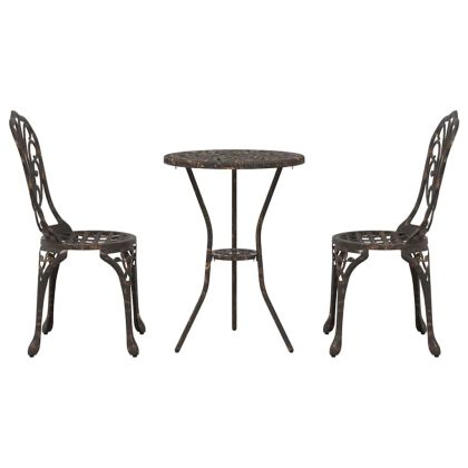 Градински бистро комплект 3 pcs Бронзов Алуминий