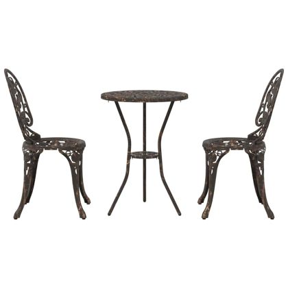 Градински бистро комплект 3 pcs Бронзов Алуминий