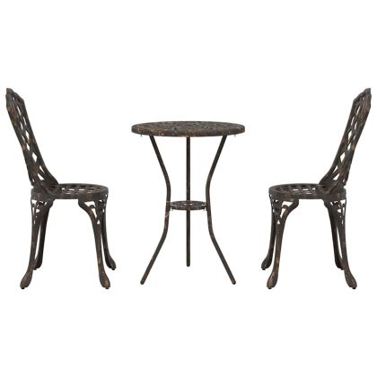 Градински бистро комплект 3 pcs Бронзов Алуминий