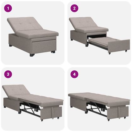 Разтегателен диван с матрак Таупе 194 x 50 x 82 см текстил