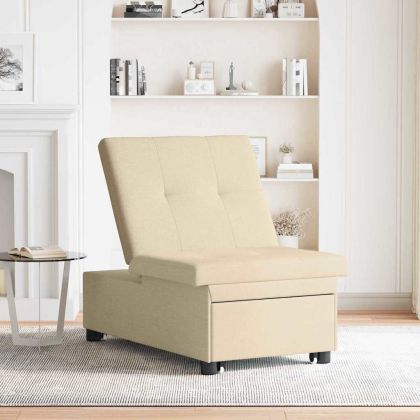 Разтегателен диван с матрак Крем 194 x 50 x 82 см текстил