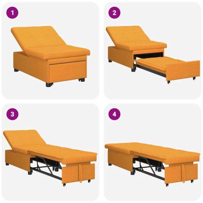 Разтегателен диван с матрак Тъмен жълт 194 x 50 x 82 см текстил