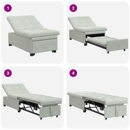 Диван легло Светлосиво 194 x 67 x 82 см Кадифе