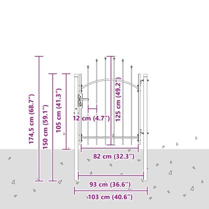 Градинска врата с заключване Woerden Сив 125 x 100 см Стомана