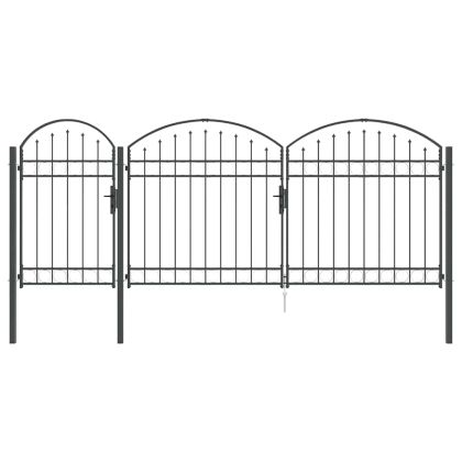 Врата за ограда с аркиран връх Assen Сив 400 x 100 cm Стомана