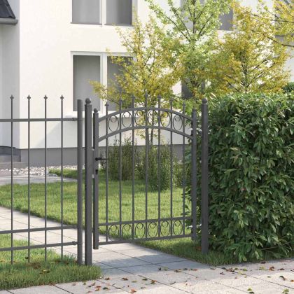 Оградна врата с шипове EMMEN 125 x 100 см Сиво С ключалка