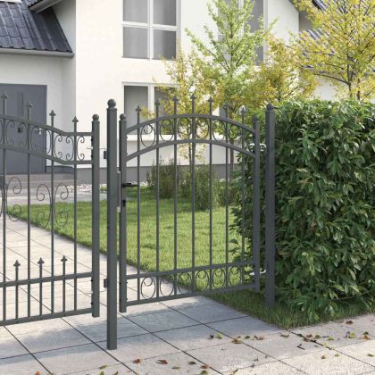 Оградна врата с шипове EMMEN 125 x 100 см Сиво С ключалка