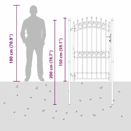 Оградна врата с шипове EMMEN 200 x 100 cm