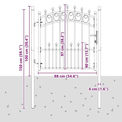Оградна врата с шипове EMMEN 100 x 100 cm