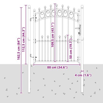Оградна врата с шипове EMMEN 125 x 100 см Сиво