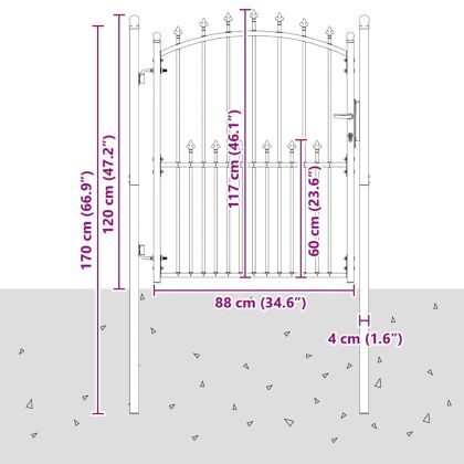 Оградна врата с шипове EMMEN 150 x 100 cm