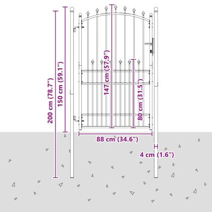 Оградна врата с шипове EMMEN 200 x 100 cm