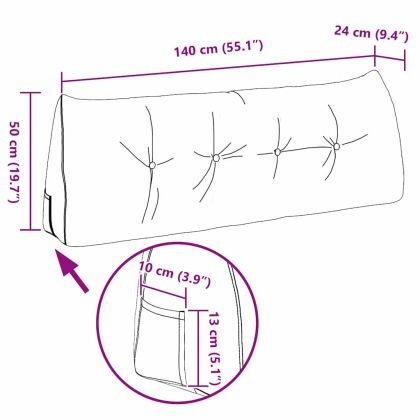Възглавница за гръб Полицейско синьо 140 x 24 x 50 см Кадифе