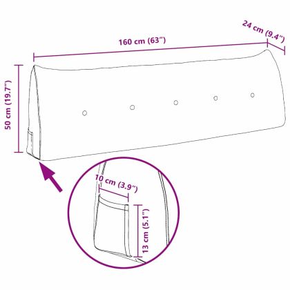 Възглавница за гръб Виненочервен 160 x 24 x 50 см Кадифе