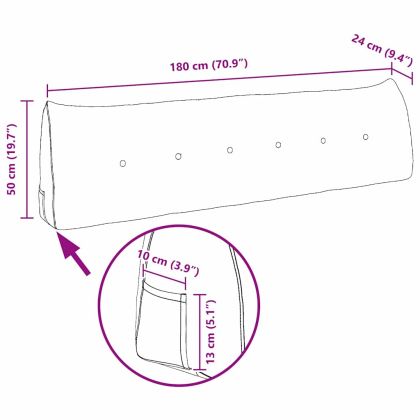 Възглавница за гръб Светлосиво 180 x 24 x 50 см Кадифе